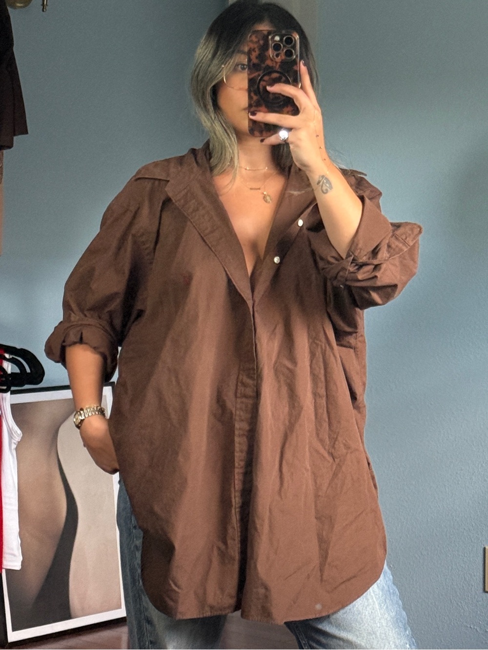 Vintage Chocolate Brown Button Down - Picture 2 of 9